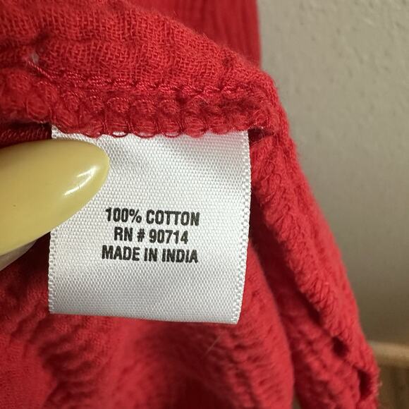 MSK MIDI dress Women’s Cotton Gauzy Size L Red Summer Lightweight Split Flutter - Picture 5 of 7